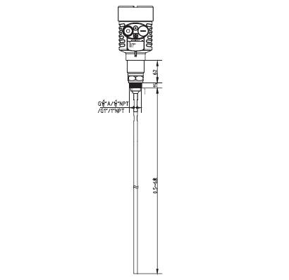 杆(gan)式導波雷達(dá)物位計外型(xing)尺寸圖