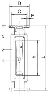 玻璃(li)轉子流量計(ji)尺寸圖