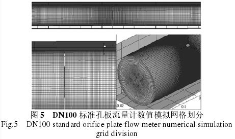 DN100标(biao)準孔闆流量計數(shu)值模拟網格劃分(fèn)圖