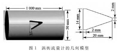 渦街流(liú)量計的幾(jǐ)何模型圖(tu)示