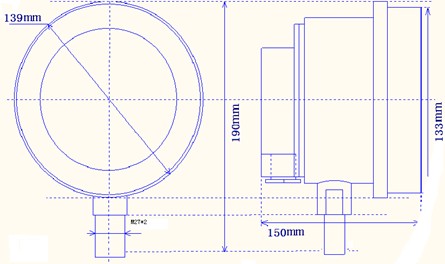 防爆電接點雙(shuāng)金屬溫度計外形(xing)尺寸