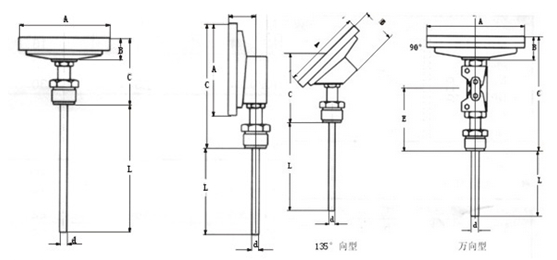 雙金屬(shu)溫度計安裝形式(shi)