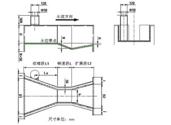 超聲波明渠(qú)流量計外形尺(chi)寸圖