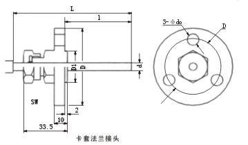 雙金屬(shu)溫度計卡套法蘭(lan)接頭